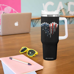 Patriotic Dog And Cat Paw American Flag Heart 4th Of July Tumbler With Handle TS11 Print Your Wear