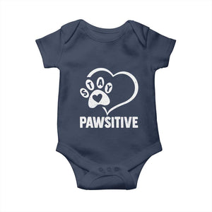 Funny Stay Pawsitive Baby Onesie Cat Dog Lover Positive Vibes TS11 Navy Print Your Wear