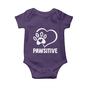 Funny Stay Pawsitive Baby Onesie Cat Dog Lover Positive Vibes TS11 Purple Print Your Wear