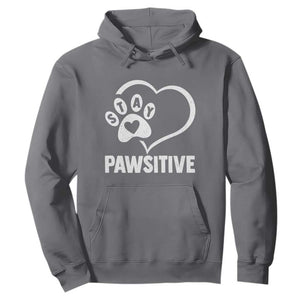 Funny Stay Pawsitive Hoodie Cat Dog Lover Positive Vibes TS11 Charcoal Print Your Wear