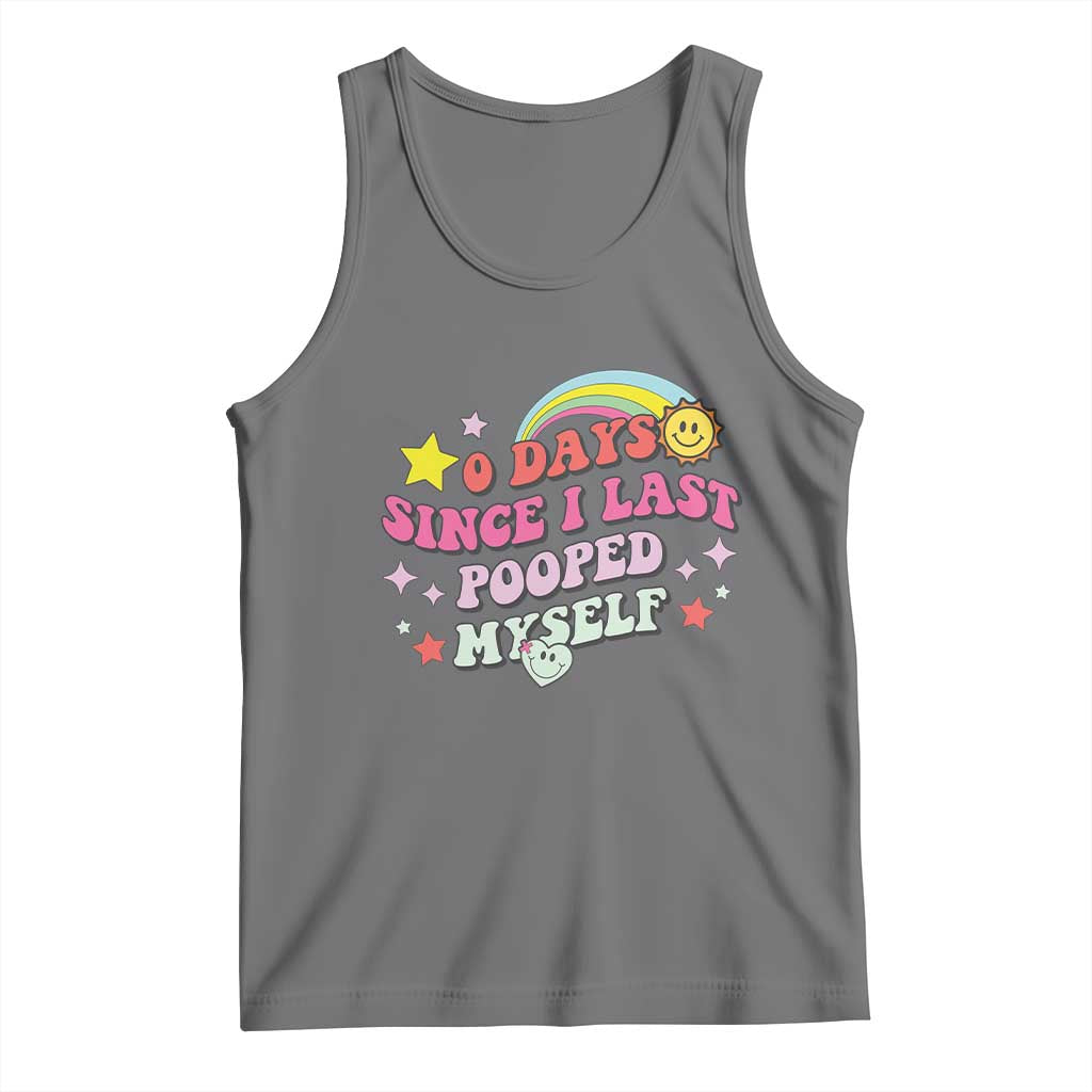 Funny 0 Days Since I Last Pooped Myself Tank Top Joke Meme Gag TS11 Black Heather Print Your Wear