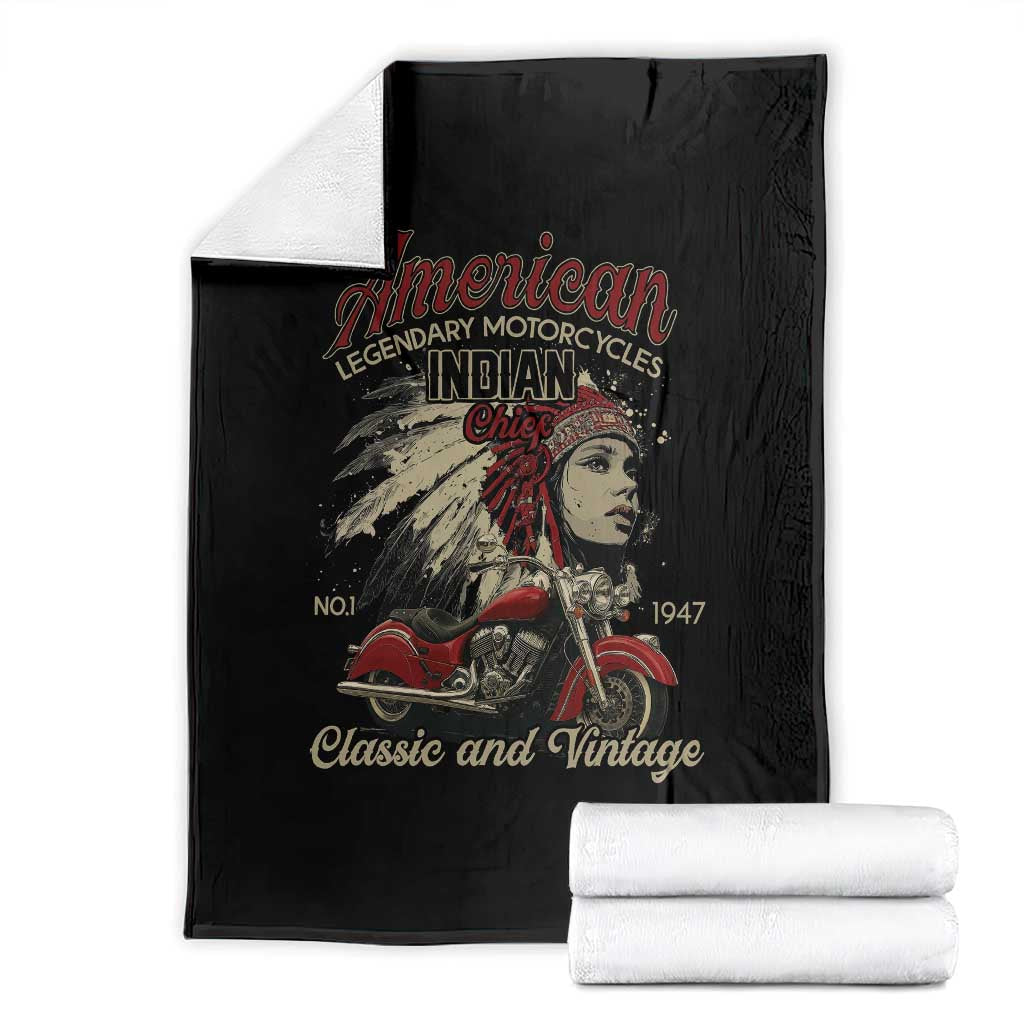 American Legendary Motorcycle Indian Chief Throw Blanket Classic And Vintage Bikers TS11 Black Print Your Wear