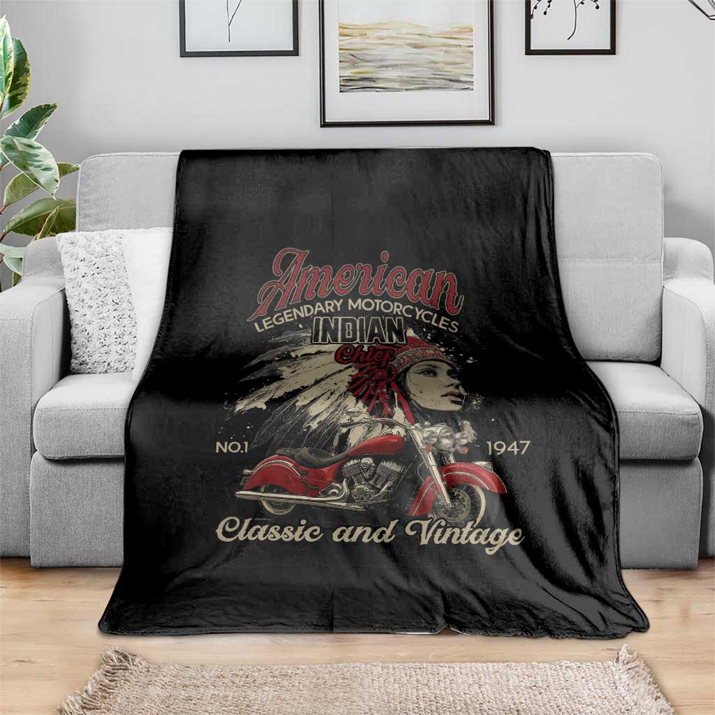 American Legendary Motorcycle Indian Chief Throw Blanket Classic And Vintage Bikers TS11 Print Your Wear