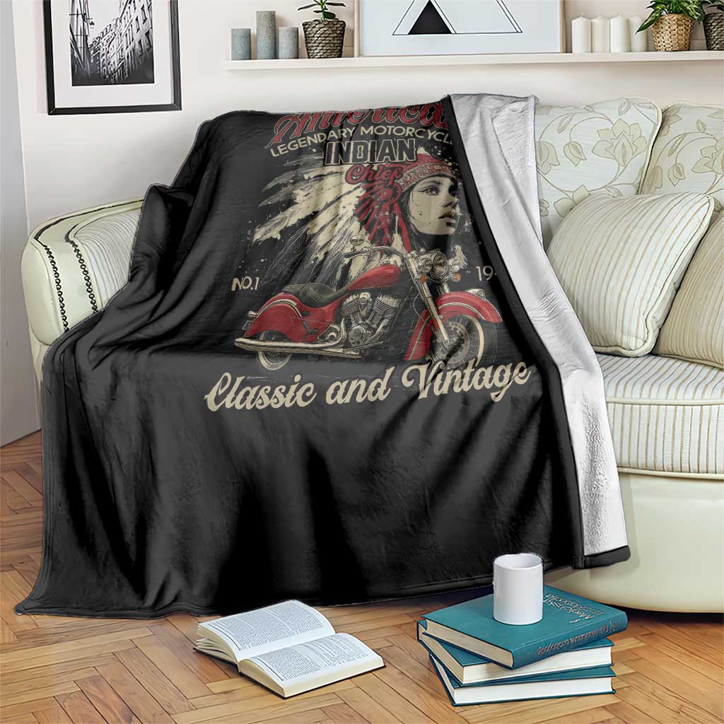 American Legendary Motorcycle Indian Chief Throw Blanket Classic And Vintage Bikers TS11 Print Your Wear