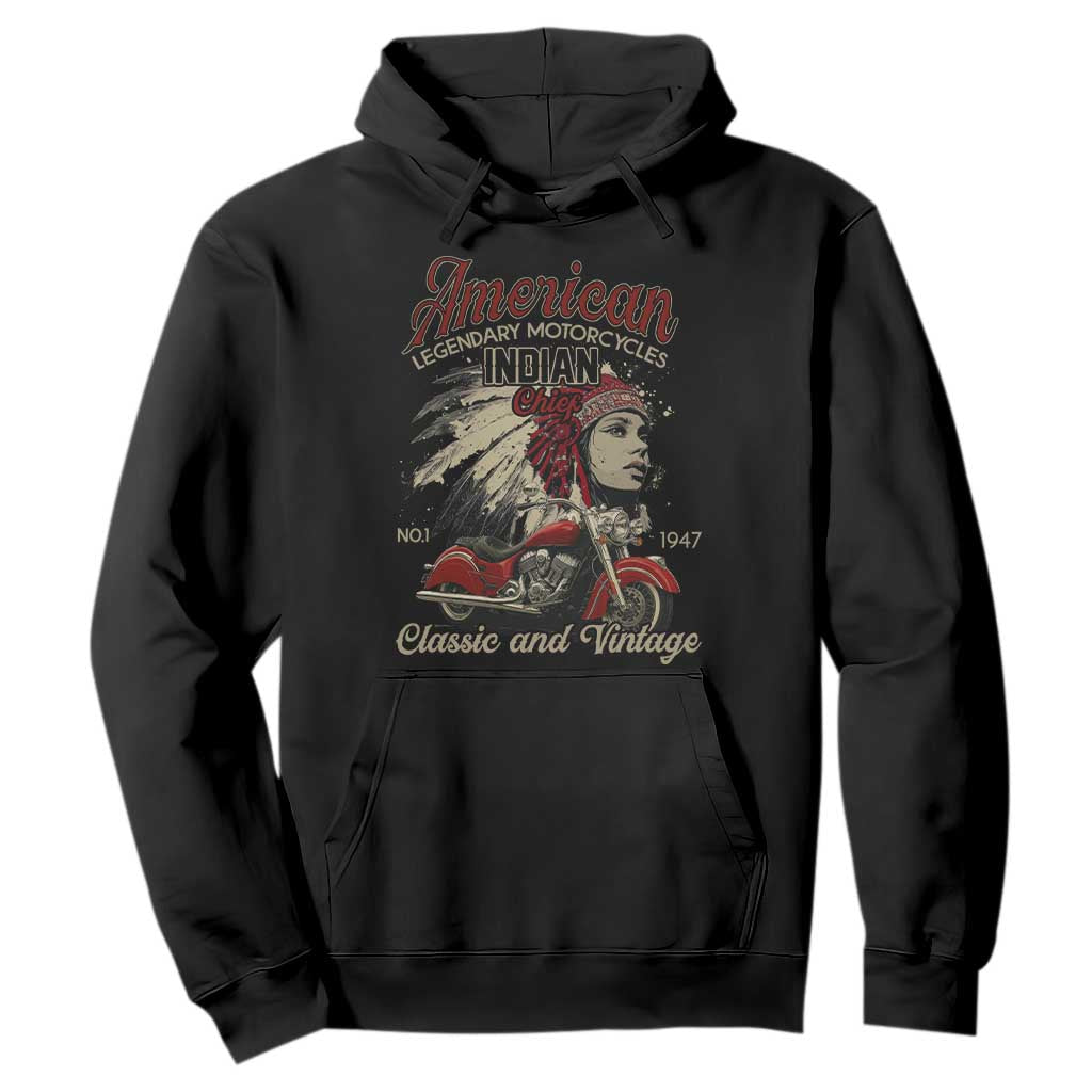 American Legendary Motorcycle Indian Chief Hoodie Classic And Vintage Bikers TS11 Black Print Your Wear