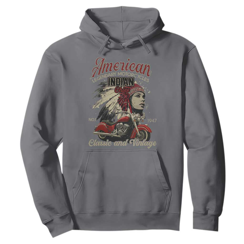 American Legendary Motorcycle Indian Chief Hoodie Classic And Vintage Bikers TS11 Charcoal Print Your Wear