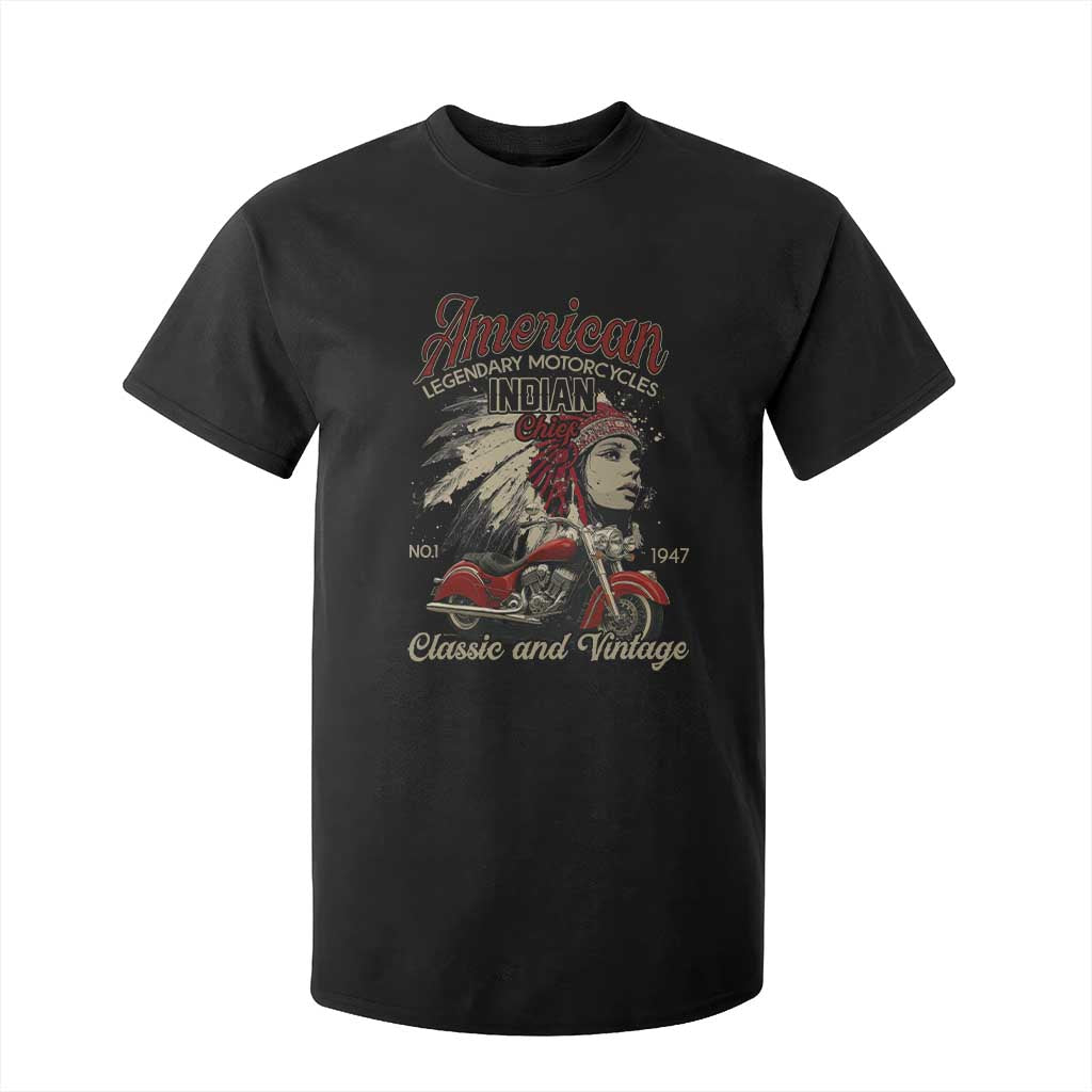 American Legendary Motorcycle Indian Chief T Shirt For Kid Classic And Vintage Bikers TS11 Black Print Your Wear