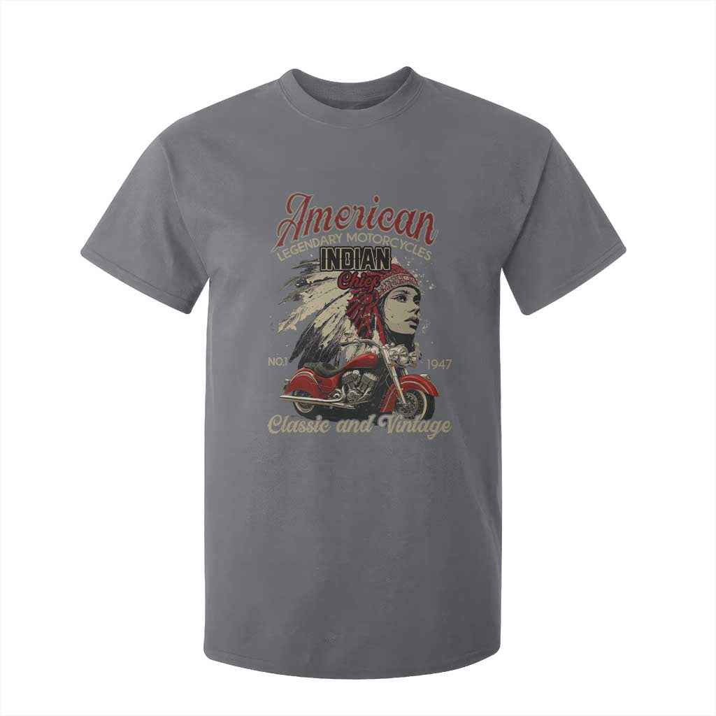 American Legendary Motorcycle Indian Chief T Shirt For Kid Classic And Vintage Bikers TS11 Charcoal Print Your Wear
