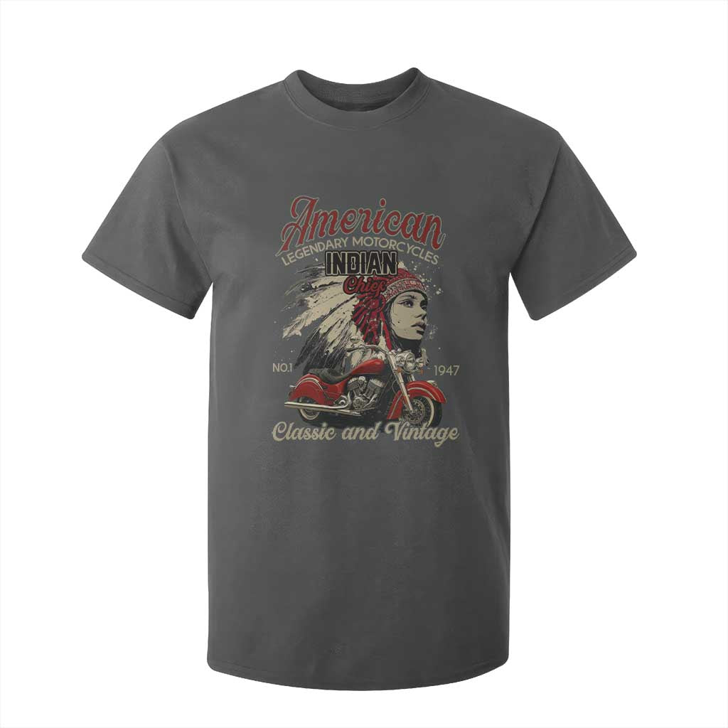 American Legendary Motorcycle Indian Chief T Shirt For Kid Classic And Vintage Bikers TS11 Dark Heather Print Your Wear