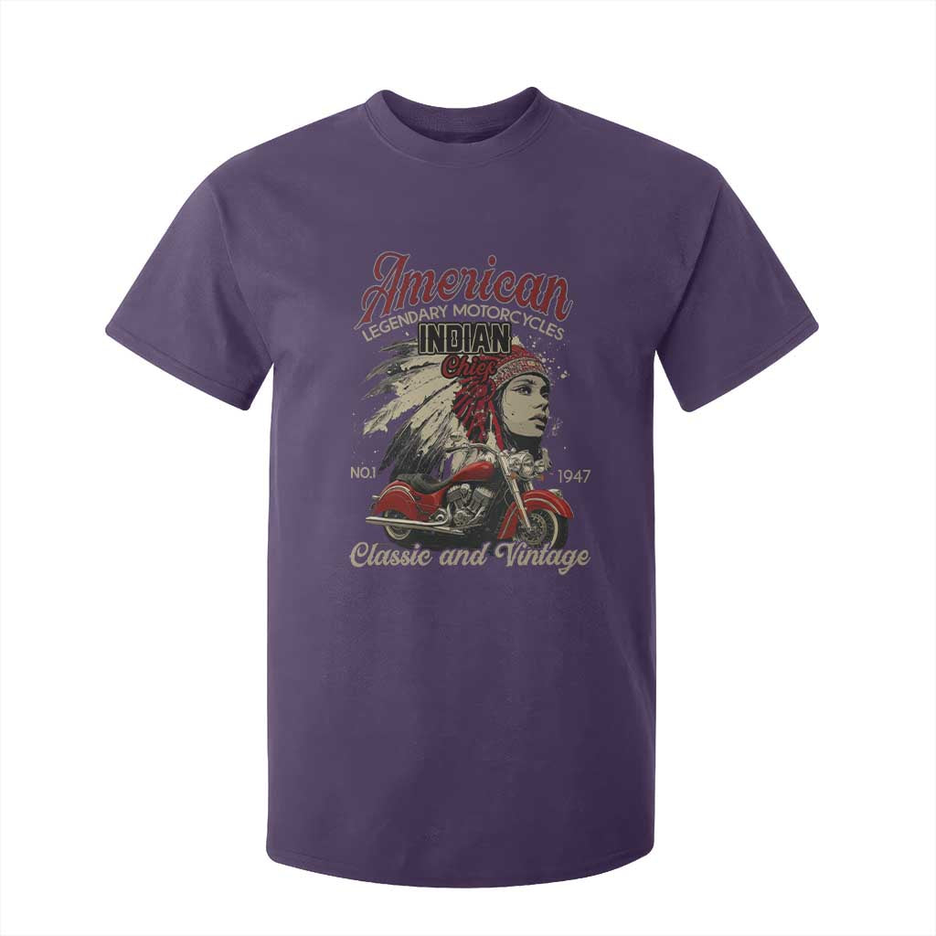 American Legendary Motorcycle Indian Chief T Shirt For Kid Classic And Vintage Bikers TS11 Purple Print Your Wear