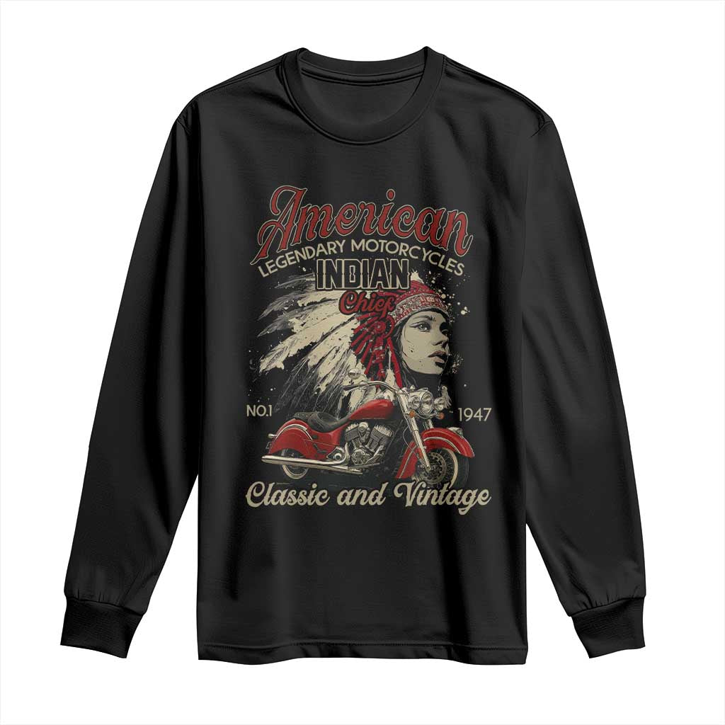 American Legendary Motorcycle Indian Chief Long Sleeve Shirt Classic And Vintage Bikers TS11 Black Print Your Wear