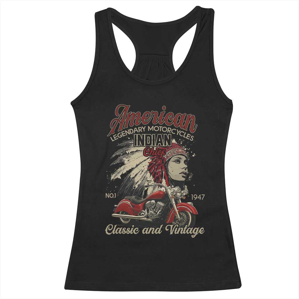 American Legendary Motorcycle Indian Chief Racerback Tank Top Classic And Vintage Bikers TS11 Black Print Your Wear