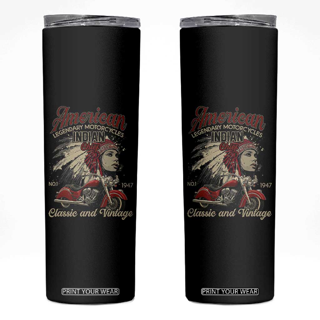 American Legendary Motorcycle Indian Chief Skinny Tumbler Classic And Vintage Bikers TS11 Black Print Your Wear