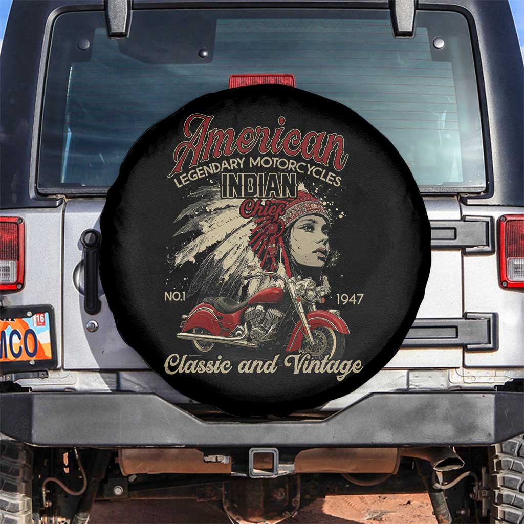 American Legendary Motorcycle Indian Chief Spare Tire Cover Classic And Vintage Bikers TS11 No hole Black Print Your Wear