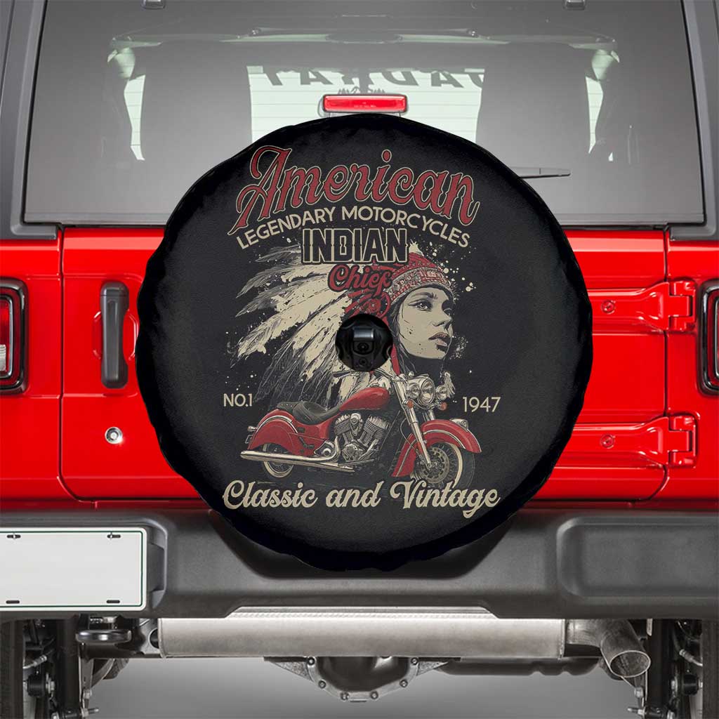 American Legendary Motorcycle Indian Chief Spare Tire Cover Classic And Vintage Bikers TS11 Black Print Your Wear