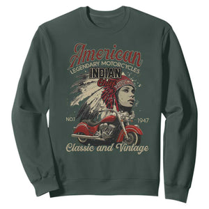 American Legendary Motorcycle Indian Chief Sweatshirt Classic And Vintage Bikers TS11 Dark Forest Green Print Your Wear