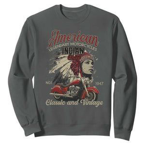 American Legendary Motorcycle Indian Chief Sweatshirt Classic And Vintage Bikers TS11 Dark Heather Print Your Wear