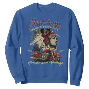 American Legendary Motorcycle Indian Chief Sweatshirt Classic And Vintage Bikers TS11 Royal Blue Print Your Wear