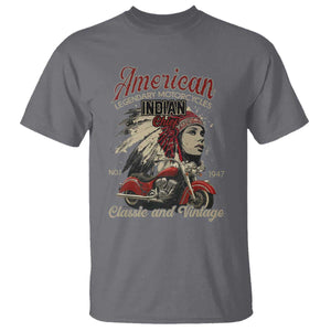 American Legendary Motorcycle Indian Chief T Shirt Classic And Vintage Bikers TS11 Charcoal Print Your Wear