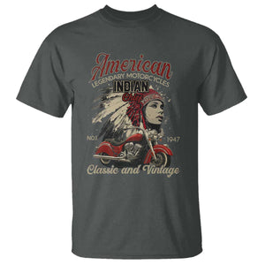 American Legendary Motorcycle Indian Chief T Shirt Classic And Vintage Bikers TS11 Dark Heather Print Your Wear