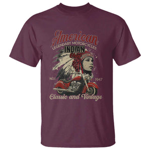 American Legendary Motorcycle Indian Chief T Shirt Classic And Vintage Bikers TS11 Maroon Print Your Wear