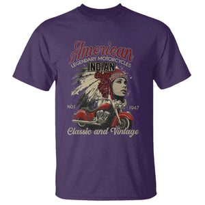 American Legendary Motorcycle Indian Chief T Shirt Classic And Vintage Bikers TS11 Purple Print Your Wear