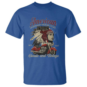 American Legendary Motorcycle Indian Chief T Shirt Classic And Vintage Bikers TS11 Royal Blue Print Your Wear
