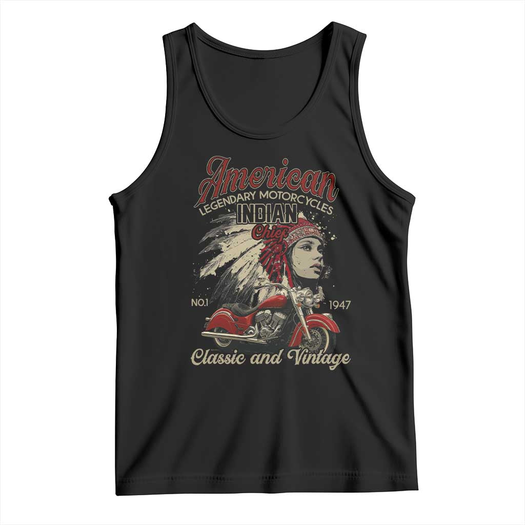 American Legendary Motorcycle Indian Chief Tank Top Classic And Vintage Bikers TS11 Black Print Your Wear