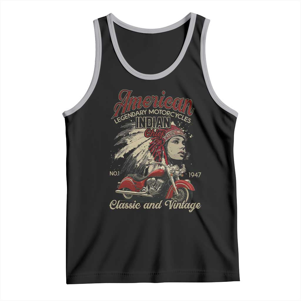 American Legendary Motorcycle Indian Chief Tank Top Classic And Vintage Bikers TS11 Black Athletic Heather Print Your Wear