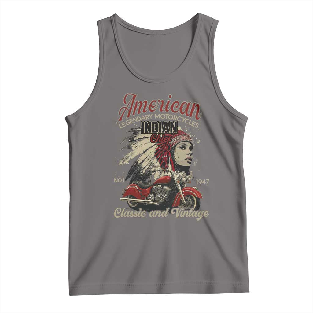 American Legendary Motorcycle Indian Chief Tank Top Classic And Vintage Bikers TS11 Deep Heather Print Your Wear