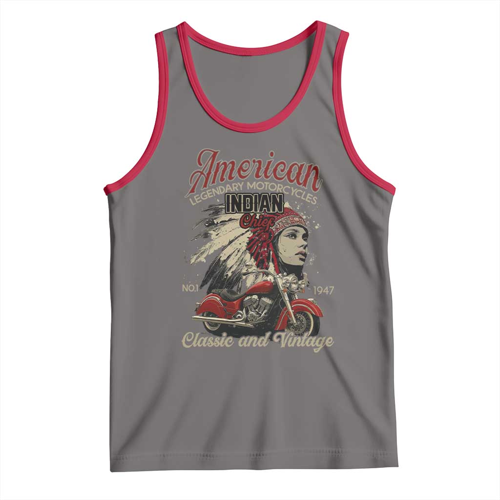 American Legendary Motorcycle Indian Chief Tank Top Classic And Vintage Bikers TS11 Deep Heather Red Print Your Wear