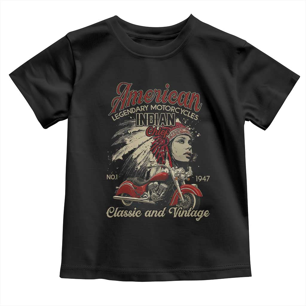 American Legendary Motorcycle Indian Chief Toddler T Shirt Classic And Vintage Bikers TS11 Black Print Your Wear