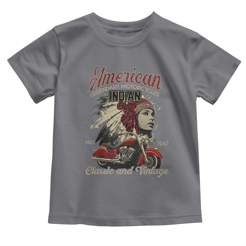 American Legendary Motorcycle Indian Chief Toddler T Shirt Classic And Vintage Bikers TS11 Charcoal Print Your Wear