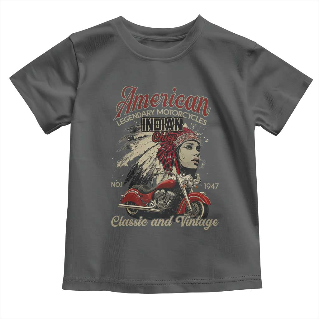 American Legendary Motorcycle Indian Chief Toddler T Shirt Classic And Vintage Bikers TS11 Dark Heather Print Your Wear