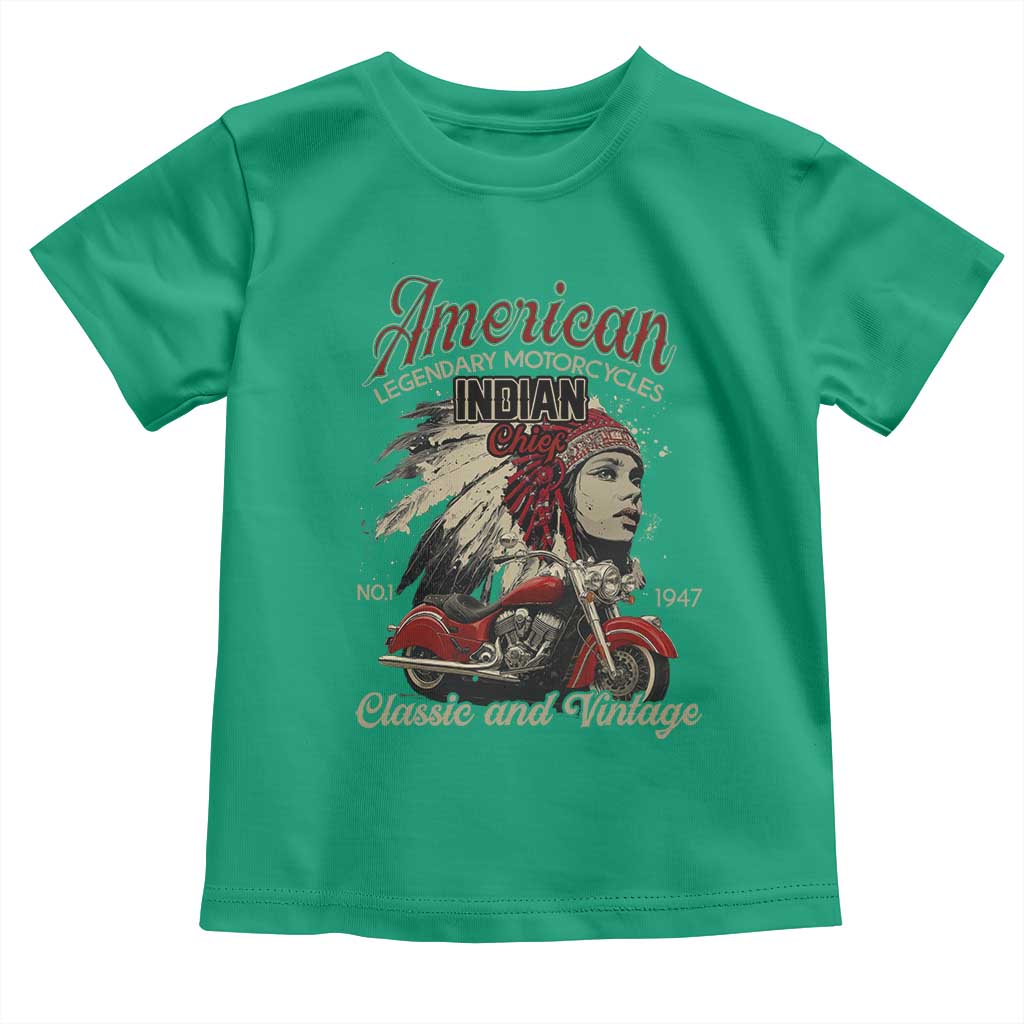 American Legendary Motorcycle Indian Chief Toddler T Shirt Classic And Vintage Bikers TS11 Irish Green Print Your Wear