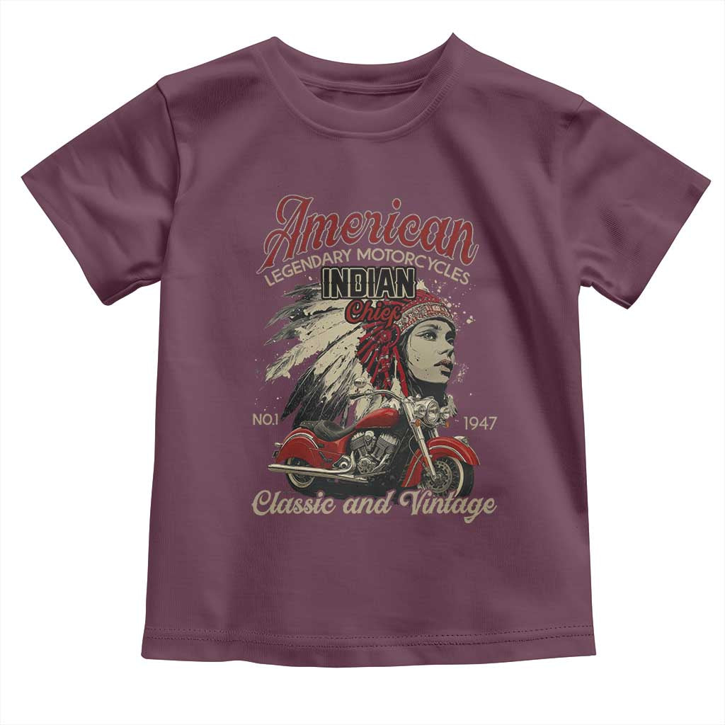 American Legendary Motorcycle Indian Chief Toddler T Shirt Classic And Vintage Bikers TS11 Maroon Print Your Wear
