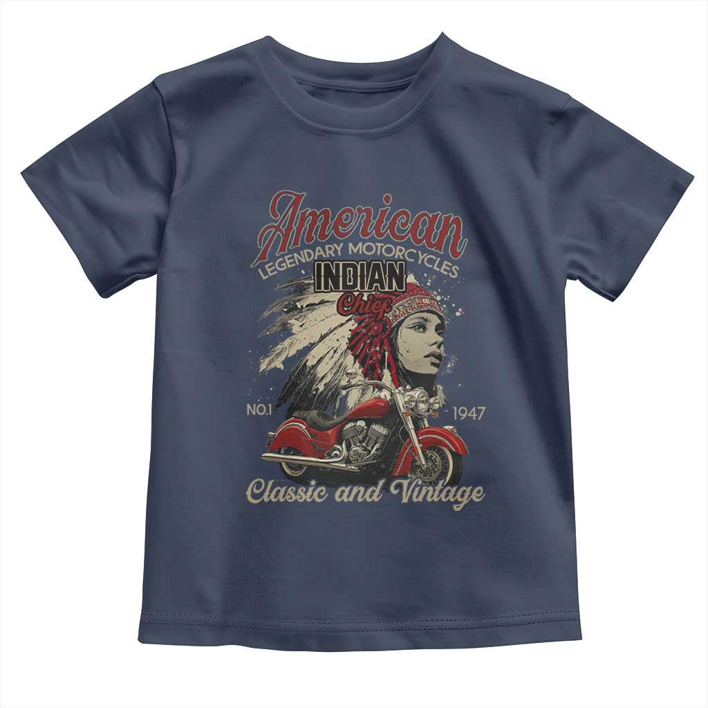 American Legendary Motorcycle Indian Chief Toddler T Shirt Classic And Vintage Bikers TS11 Navy Print Your Wear