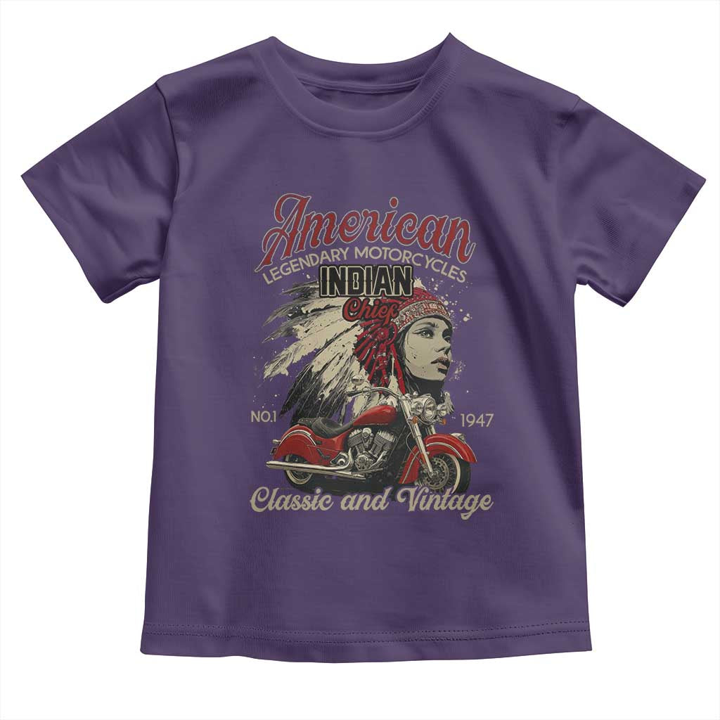 American Legendary Motorcycle Indian Chief Toddler T Shirt Classic And Vintage Bikers TS11 Purple Print Your Wear