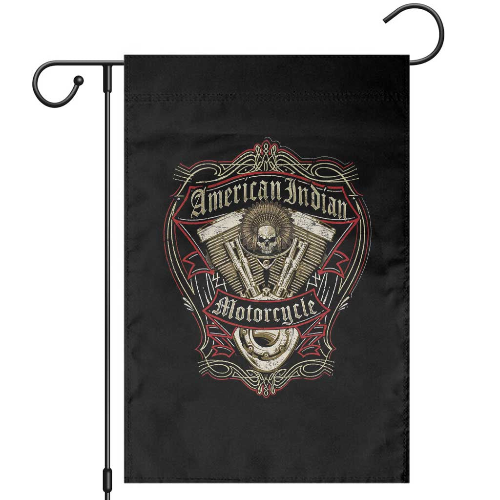 American Indian Skull Motorcycle Vintage Motorbike Engine Garden Flag TS11 Black Print Your Wear