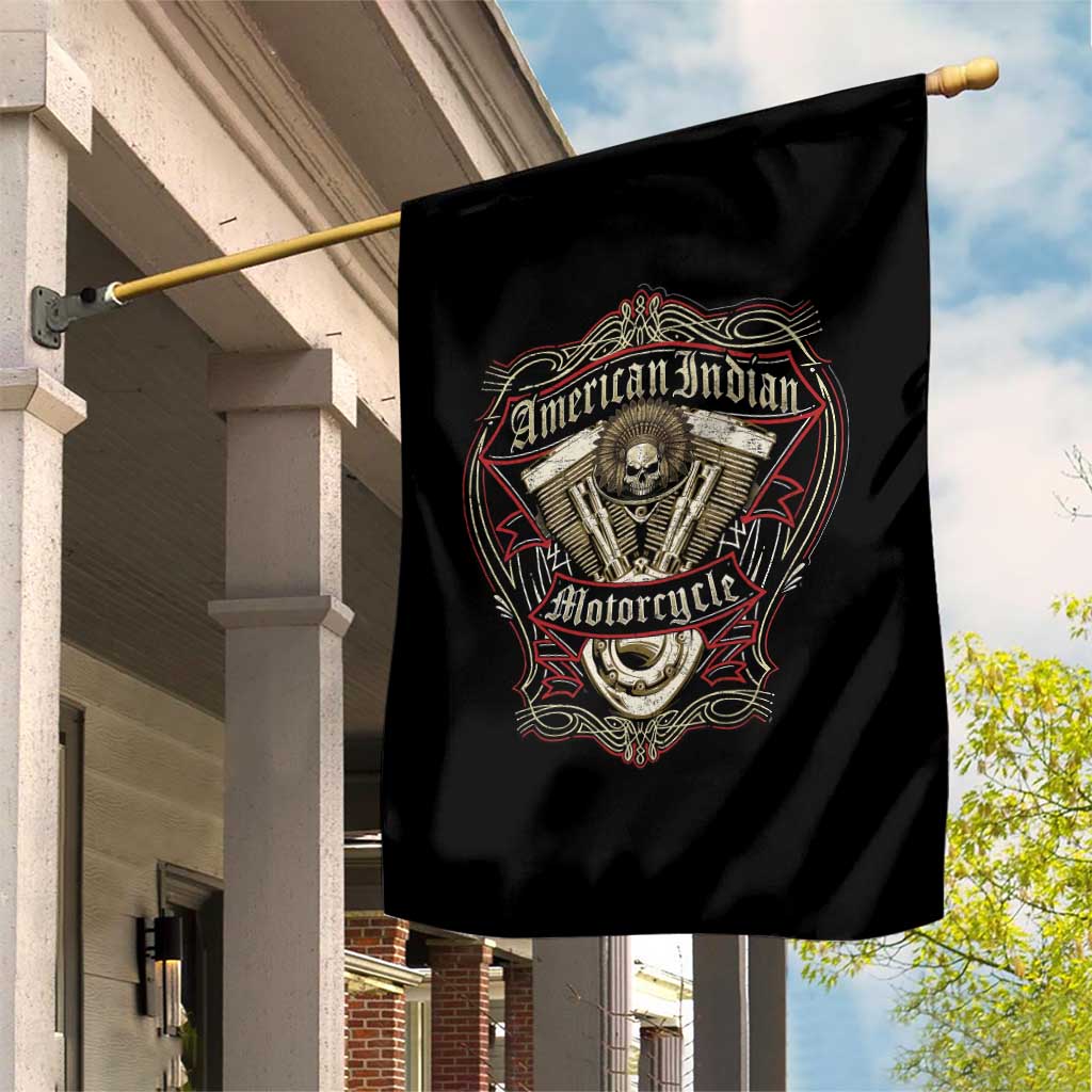 American Indian Skull Motorcycle Vintage Motorbike Engine Garden Flag TS11 Print Your Wear