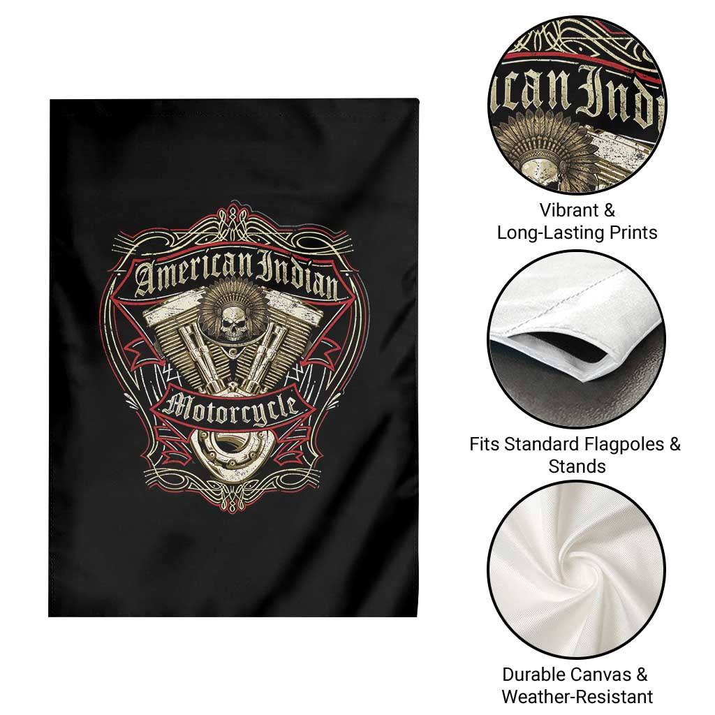 American Indian Skull Motorcycle Vintage Motorbike Engine Garden Flag TS11 Print Your Wear