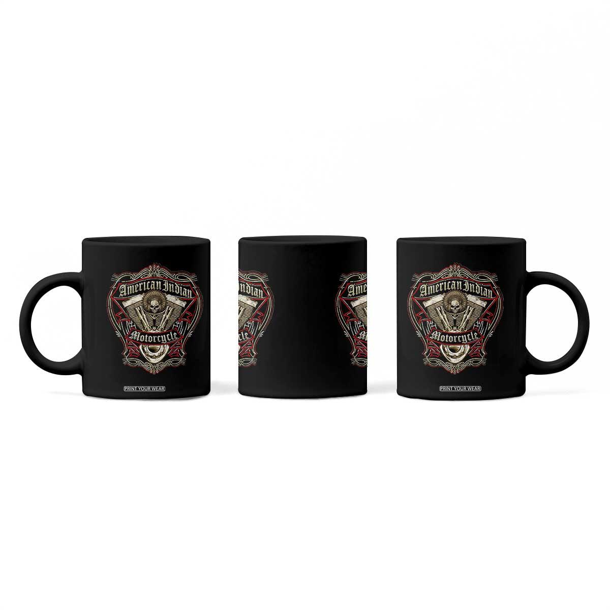 American Indian Skull Motorcycle Vintage Motorbike Engine Coffee Mug TS11 Print Your Wear