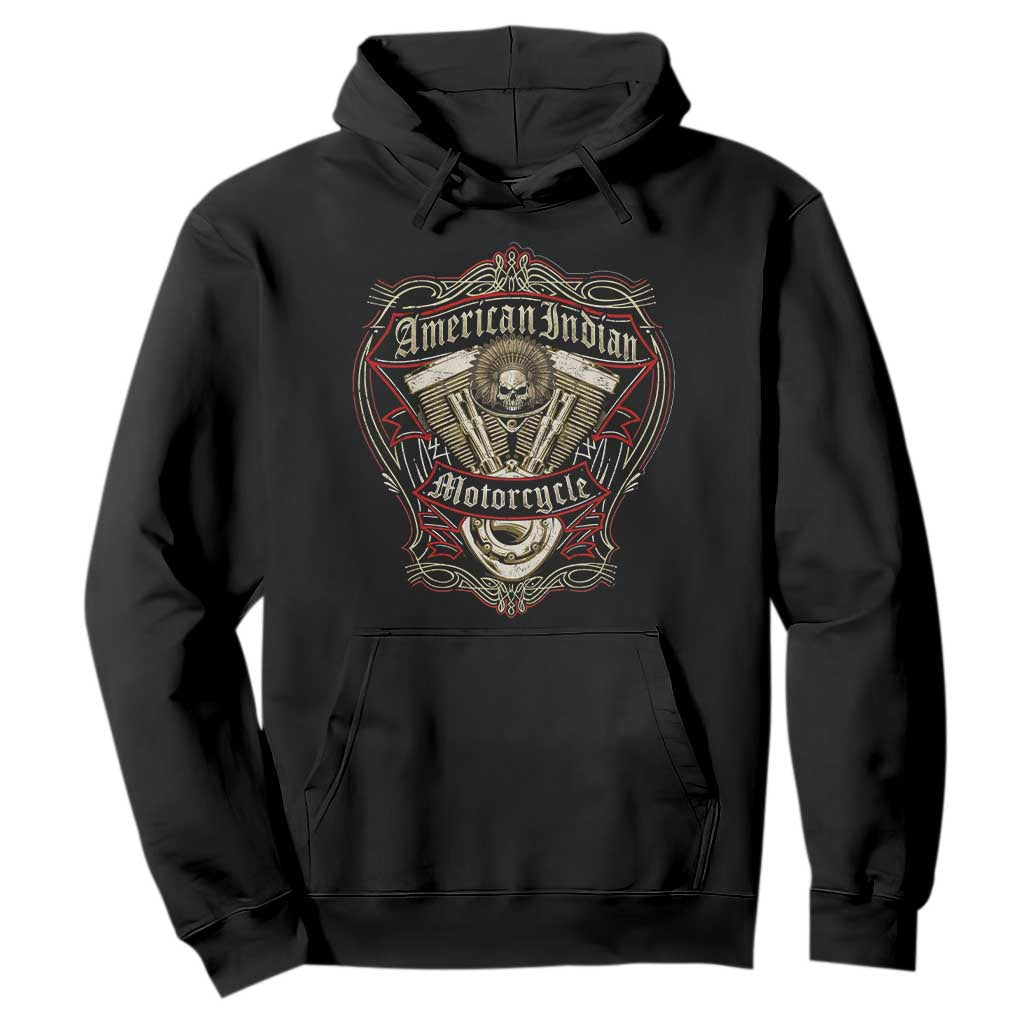 American Indian Skull Motorcycle Vintage Motorbike Engine Hoodie TS11 Black Print Your Wear