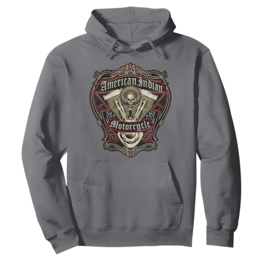American Indian Skull Motorcycle Vintage Motorbike Engine Hoodie TS11 Charcoal Print Your Wear