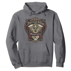 American Indian Skull Motorcycle Vintage Motorbike Engine Hoodie TS11 Charcoal Print Your Wear