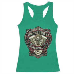 American Indian Skull Motorcycle Vintage Motorbike Engine Racerback Tank Top TS11 Irish Green Print Your Wear