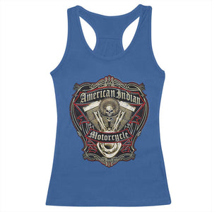 American Indian Skull Motorcycle Vintage Motorbike Engine Racerback Tank Top TS11 Royal Blue Print Your Wear