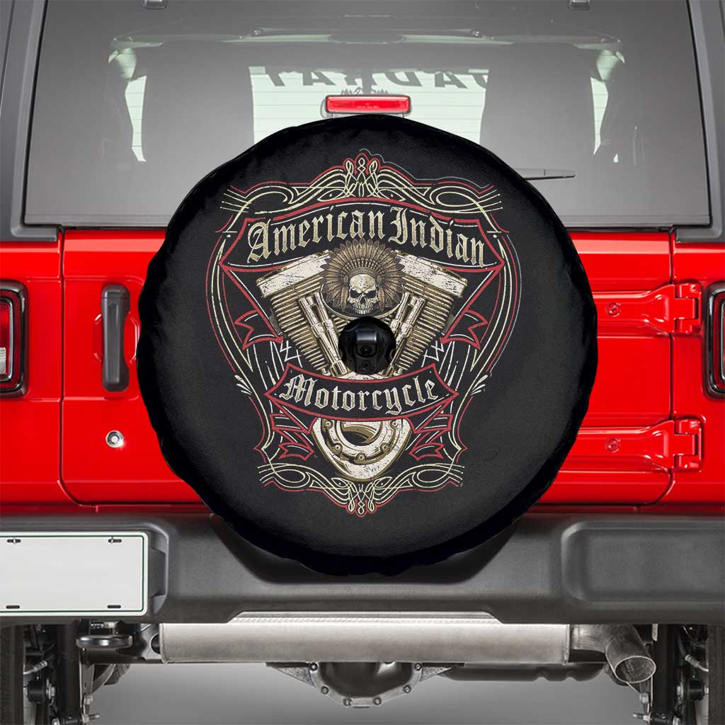 American Indian Skull Motorcycle Vintage Motorbike Engine Spare Tire Cover TS11 Black Print Your Wear