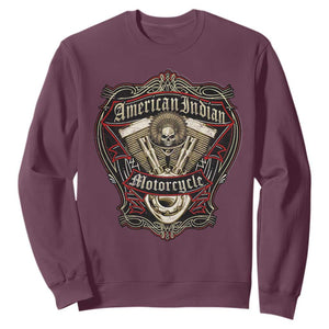 American Indian Skull Motorcycle Vintage Motorbike Engine Sweatshirt TS11 Maroon Print Your Wear