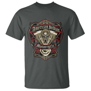 American Indian Skull Motorcycle Vintage Motorbike Engine T Shirt TS11 Dark Heather Print Your Wear